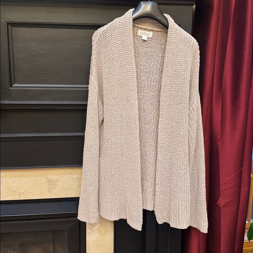 VELVET by Graham & Spencer Open-Front Cardigan taupe cardigan sz L